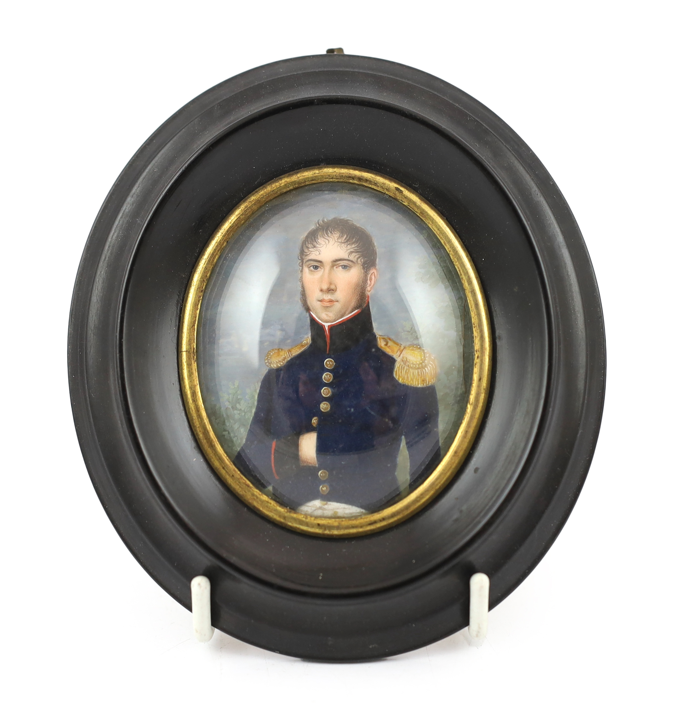 French School circa 1850, Portrait miniature of Monsieur Parés, Colonel, Officier d'Artillerie, watercolour on ivory, 6.4 x 5.3cm. CITES Submission reference TQTGX7UN